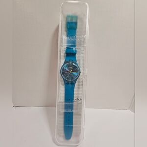 Swatch Blue Rebel "New Gent Collection Watch" – Blue & Electric Yellow –Day/Date